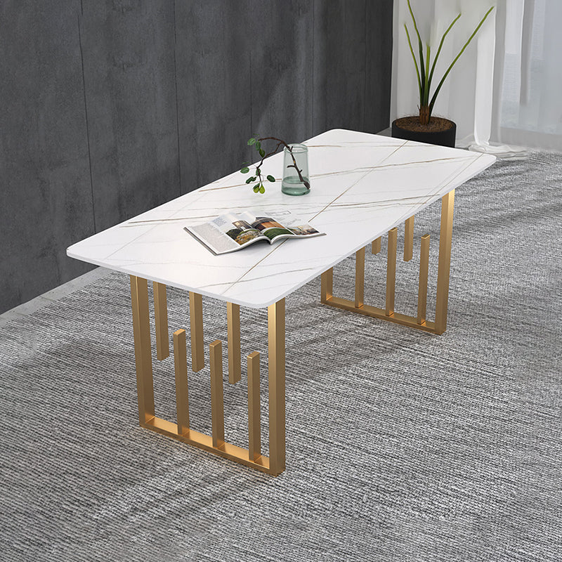 Traditional Luxury Dining Table Metal Double Pedestal Rectangle Counter Dining Table