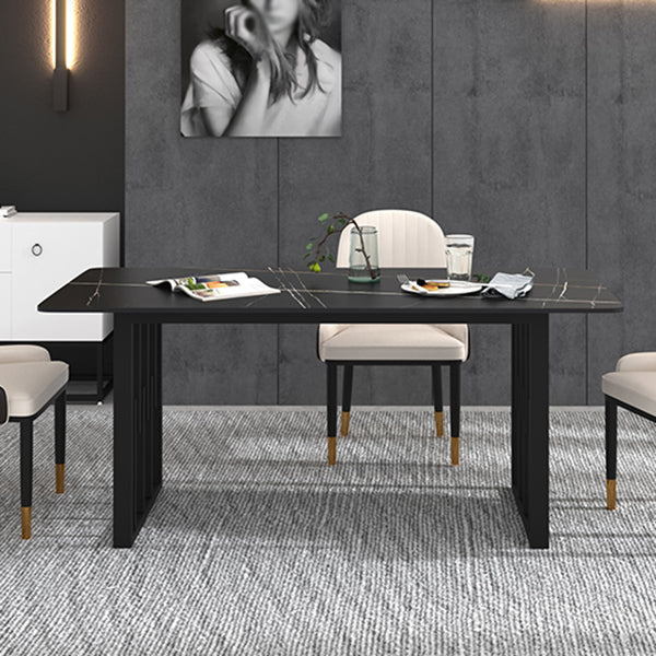 Traditional Luxury Dining Table Metal Double Pedestal Rectangle Counter Dining Table