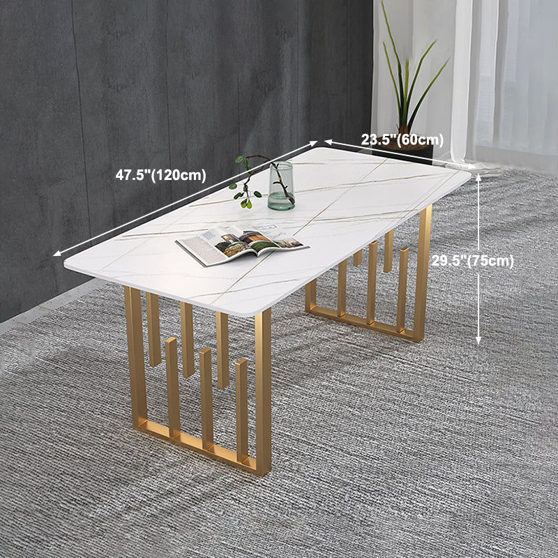 Traditional Luxury Dining Table Metal Double Pedestal Rectangle Counter Dining Table
