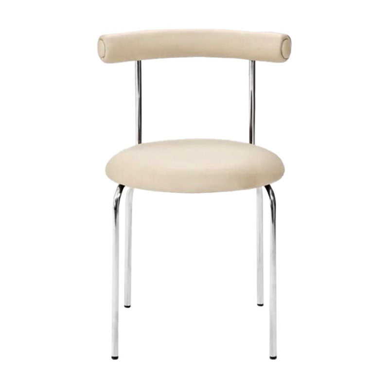 Glam Stainless Steel Legs Armless Dining Chairs Open Back Dining Side Chair in Silver