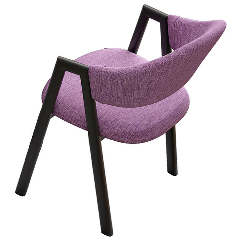 Modern Style Iron Arm Chair Open Back Dining Side Chair with Upholstered