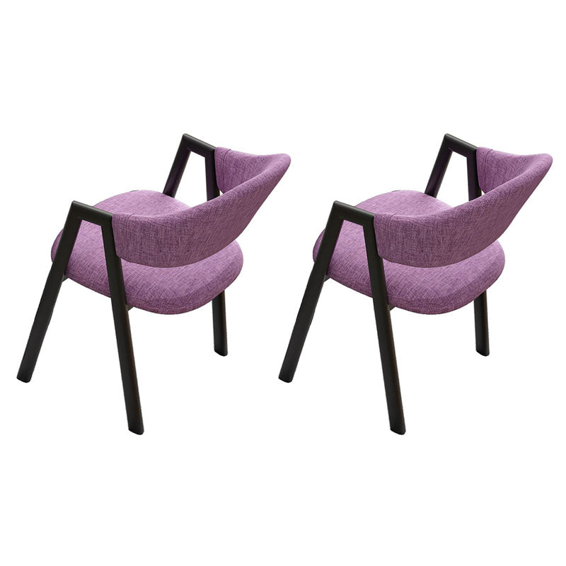 Modern Style Iron Arm Chair Open Back Dining Side Chair with Upholstered