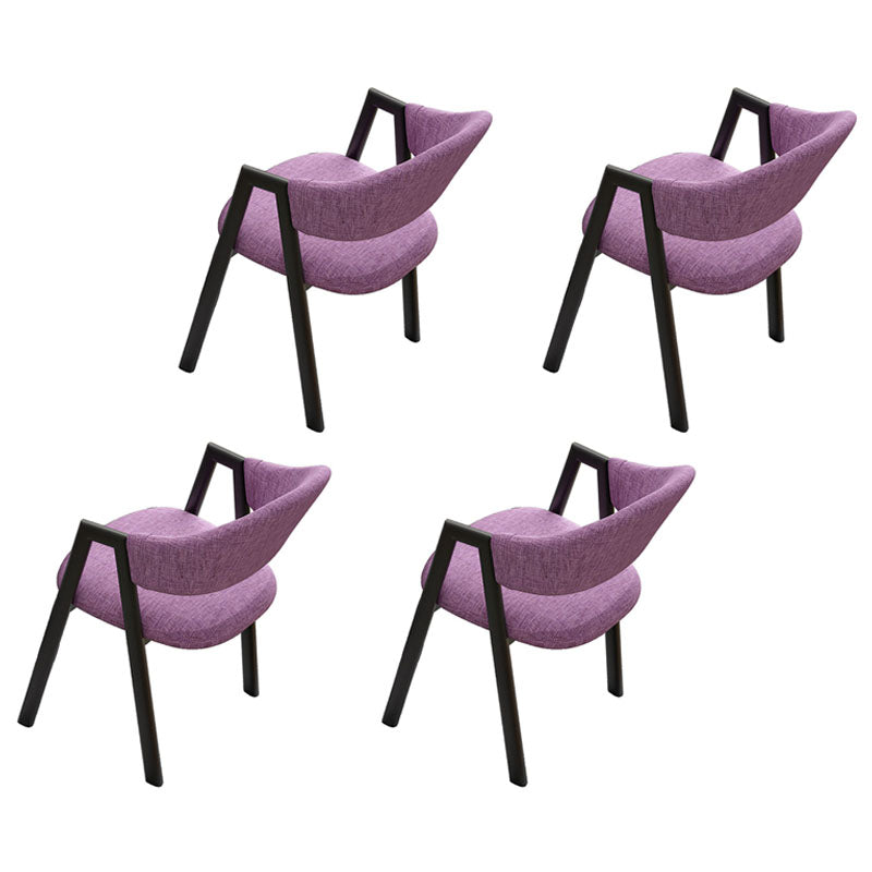 Modern Style Iron Arm Chair Open Back Dining Side Chair with Upholstered