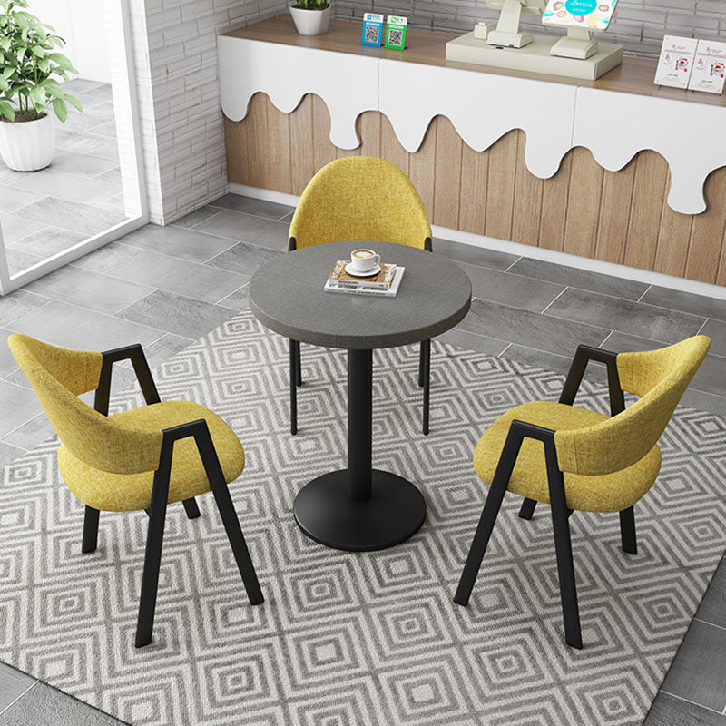 Modern Style Iron Arm Chair Open Back Dining Side Chair with Upholstered
