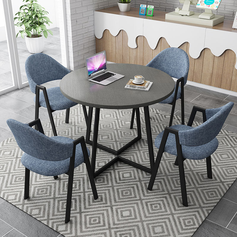 Modern Style Iron Arm Chair Open Back Dining Side Chair with Upholstered