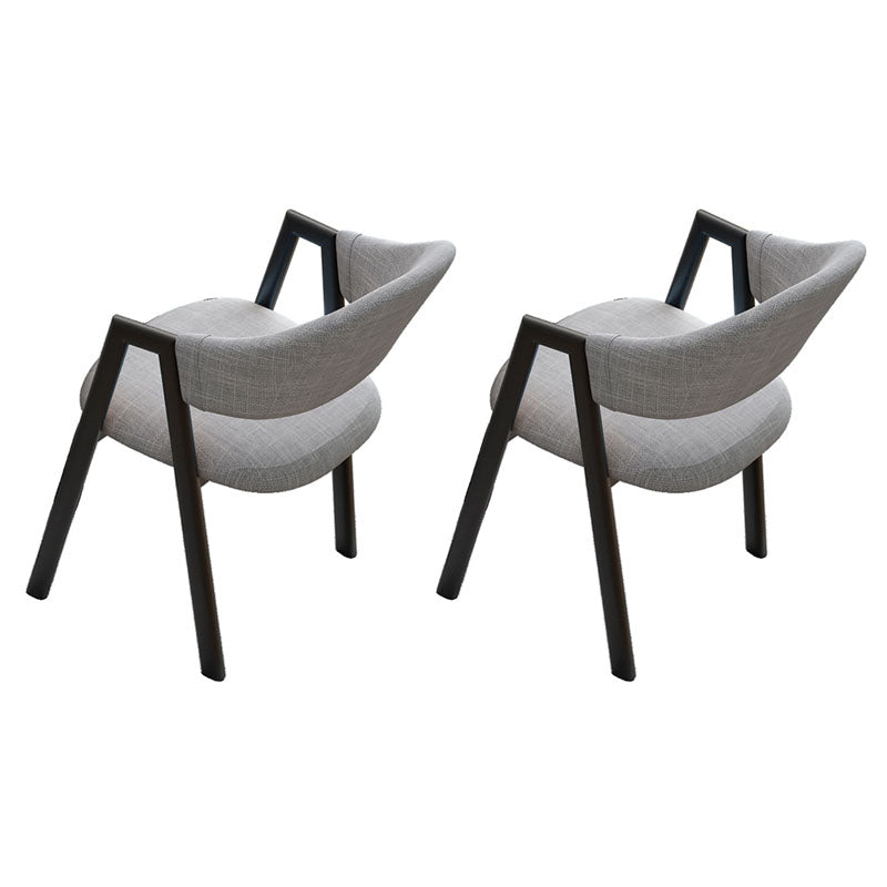 Modern Style Iron Arm Chair Open Back Dining Side Chair with Upholstered