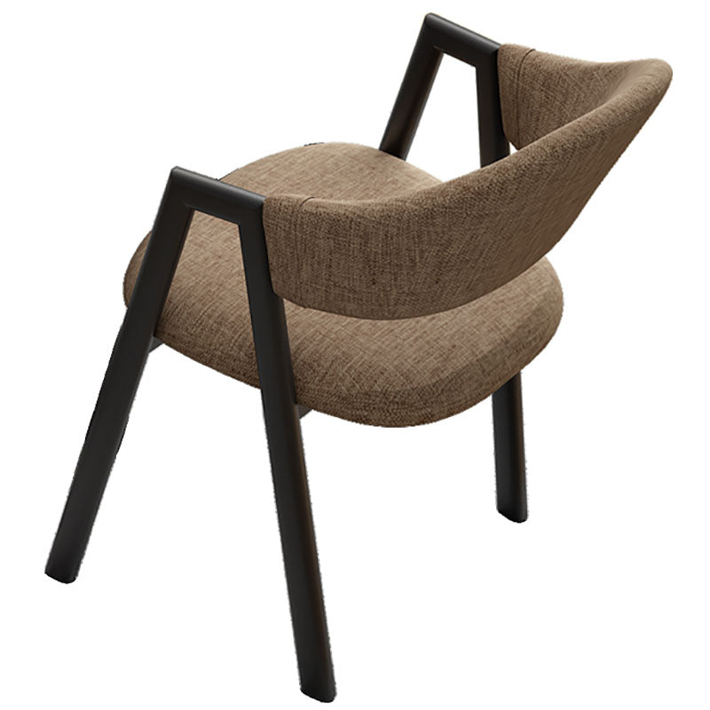 Modern Style Iron Arm Chair Open Back Dining Side Chair with Upholstered