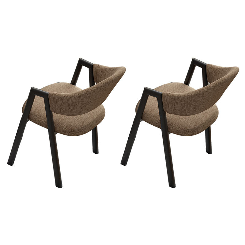 Modern Style Iron Arm Chair Open Back Dining Side Chair with Upholstered
