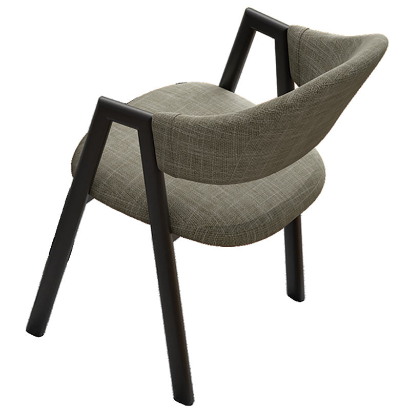 Modern Style Iron Arm Chair Open Back Dining Side Chair with Upholstered