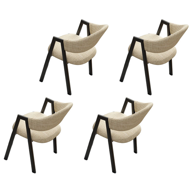 Modern Style Iron Arm Chair Open Back Dining Side Chair with Upholstered
