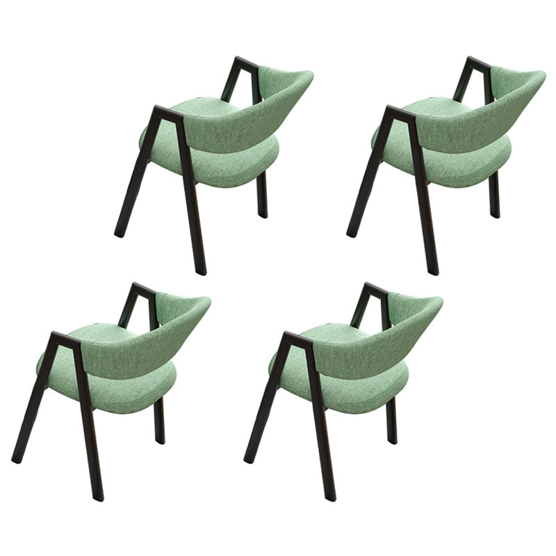 Modern Style Iron Arm Chair Open Back Dining Side Chair with Upholstered