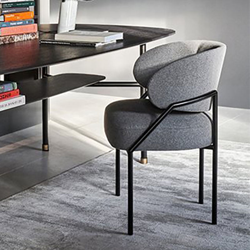 Metal Kitchen and Dining Room Chair Open Back Dining Side Chair in Black