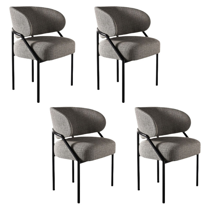 Metal Kitchen and Dining Room Chair Open Back Dining Side Chair in Black