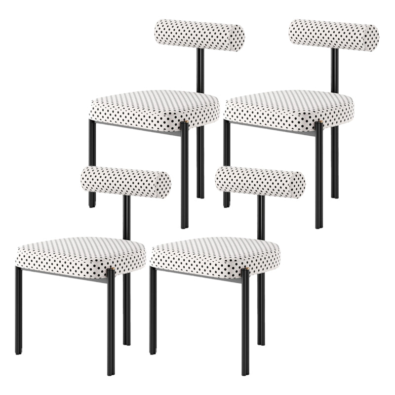 Glam Metal Kitchen and Dining Room Chair Open Back Dining Side Chair in Black