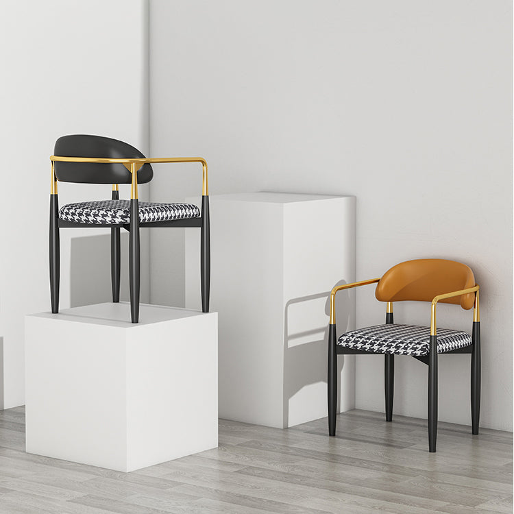 Glam Metal Home Side Chair Open Back Dining Side Chair in Black