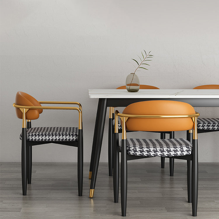 Glam Metal Home Side Chair Open Back Dining Side Chair in Black