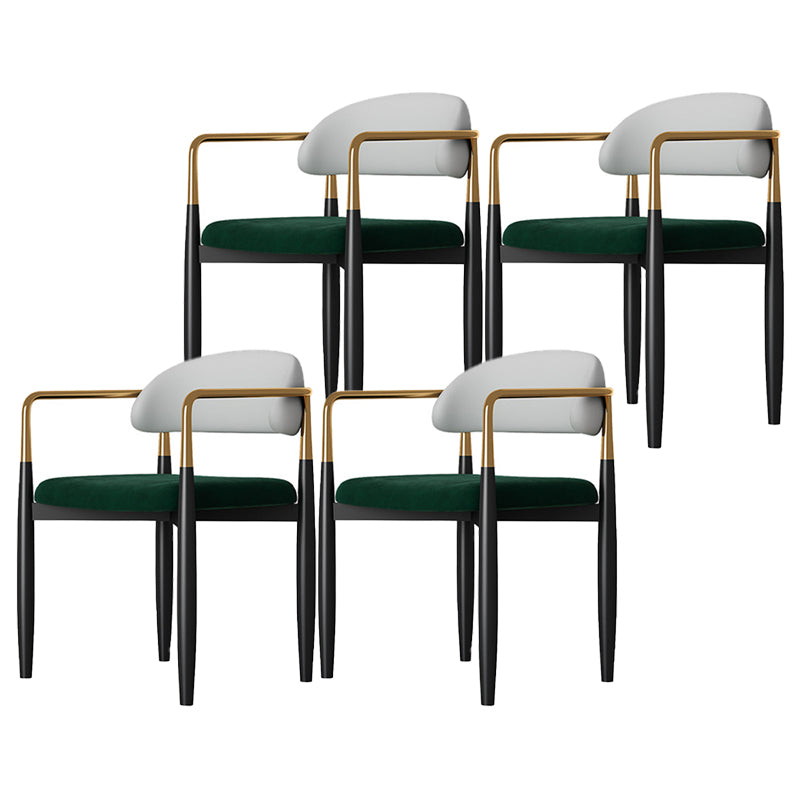 Glam Metal Home Side Chair Open Back Dining Side Chair in Black