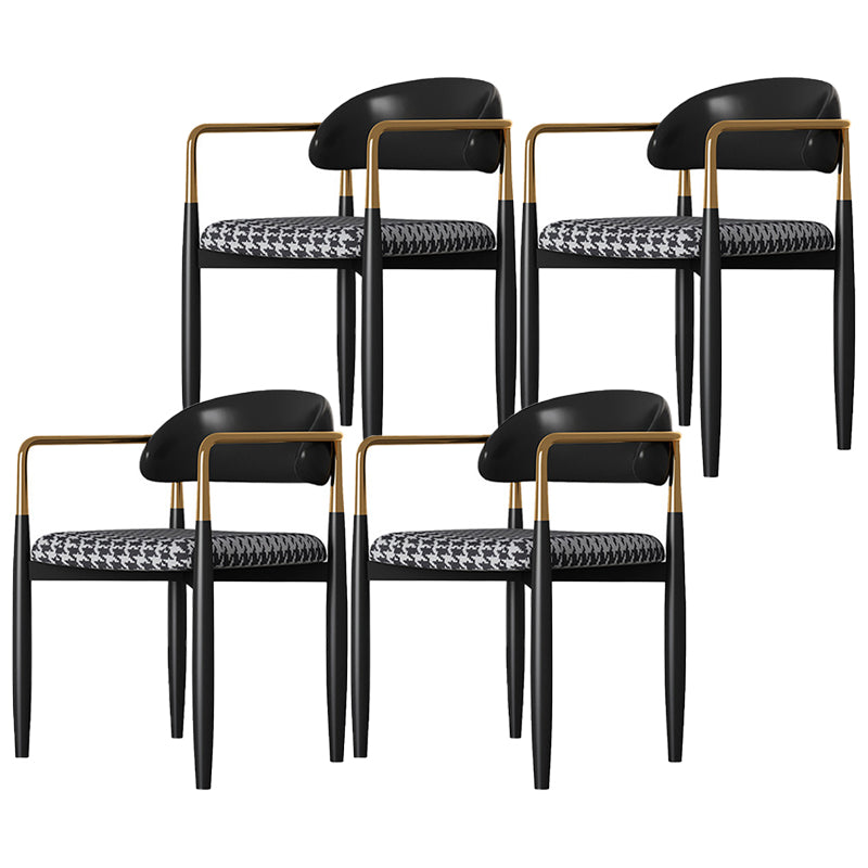 Glam Metal Home Side Chair Open Back Dining Side Chair in Black
