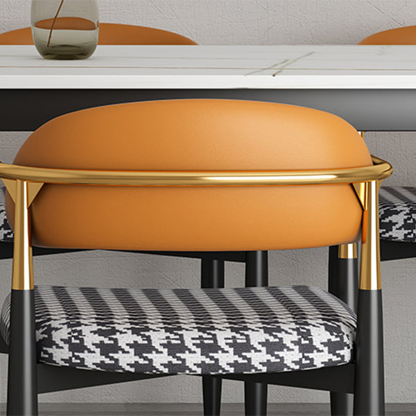 Glam Metal Home Side Chair Open Back Dining Side Chair in Black
