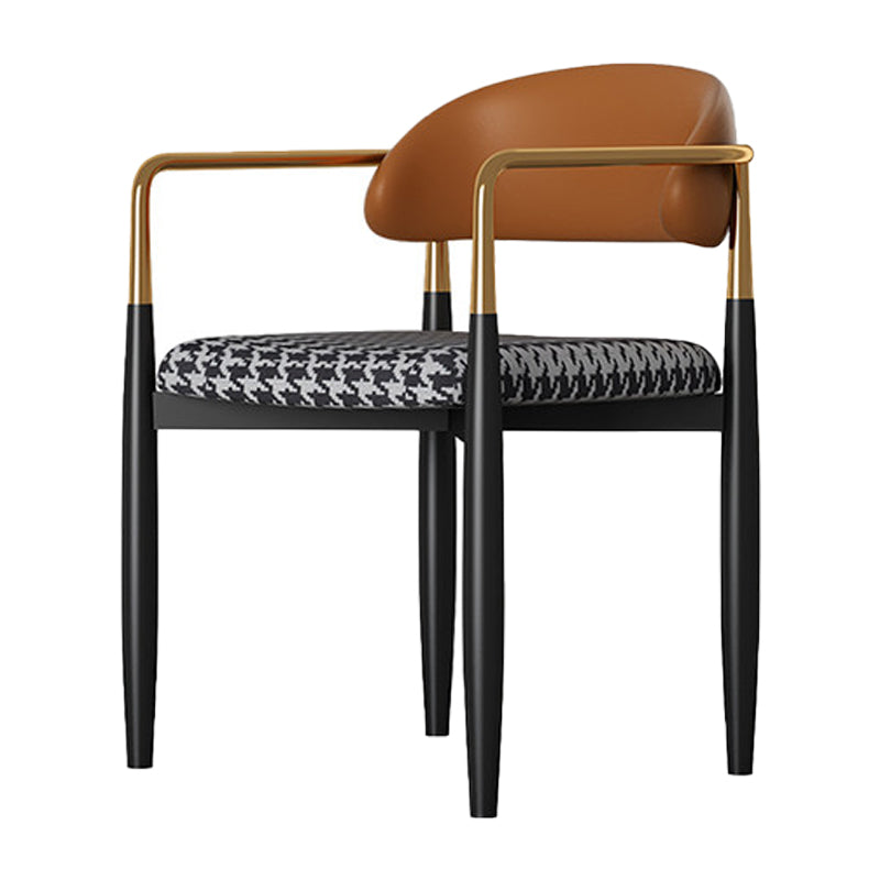 Glam Metal Home Side Chair Open Back Dining Side Chair in Black