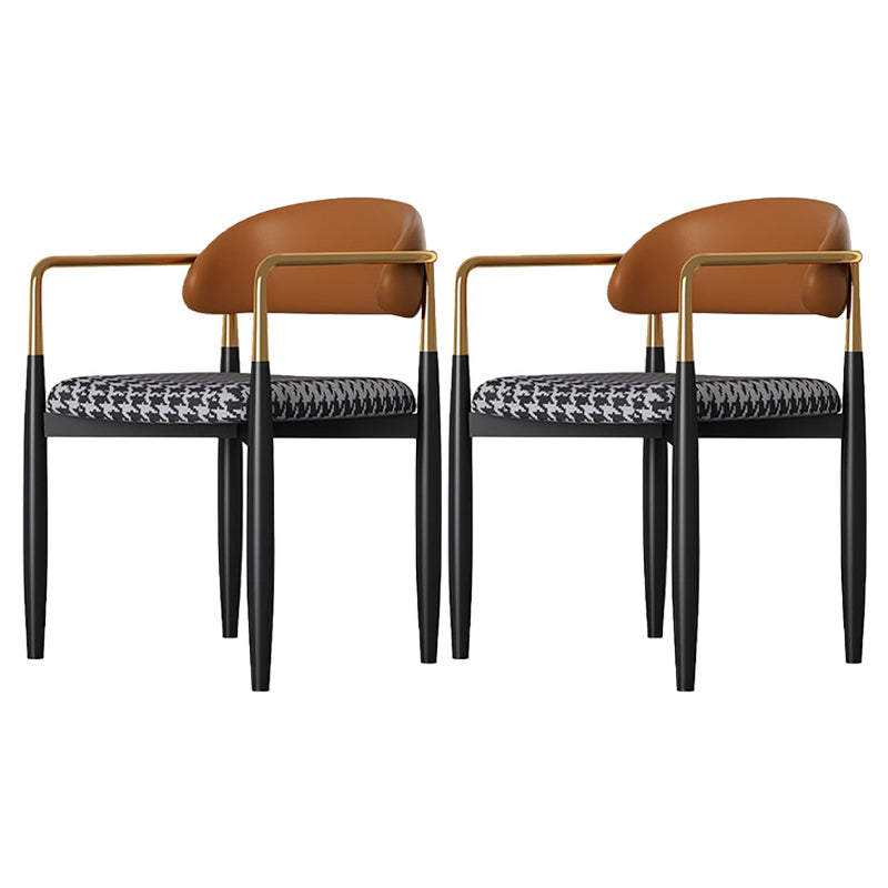 Glam Metal Home Side Chair Open Back Dining Side Chair in Black
