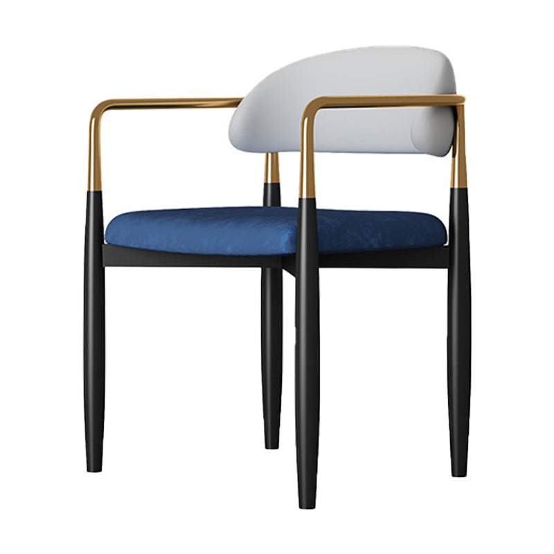 Glam Metal Home Side Chair Open Back Dining Side Chair in Black
