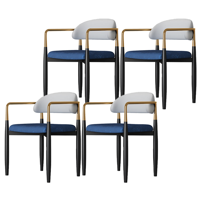 Glam Metal Home Side Chair Open Back Dining Side Chair in Black