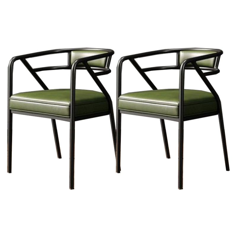 Modern Metal Arm Chair Open Back Dining Side Chair with Upholstered 21.6"x22.8"x29.5"