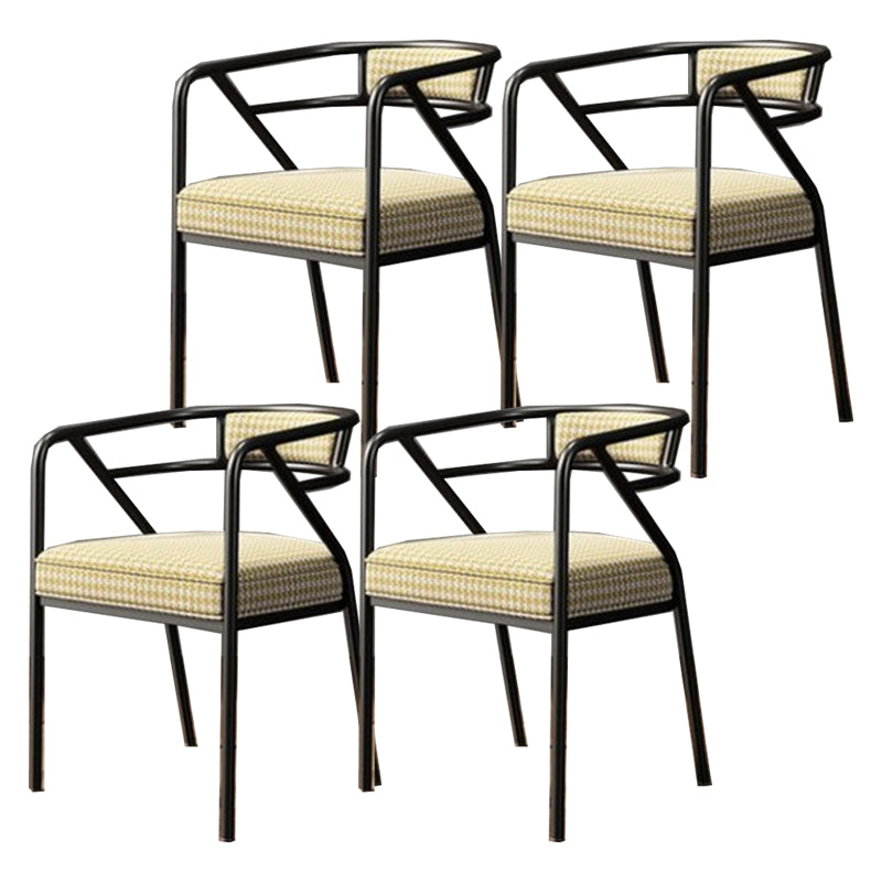 Modern Metal Arm Chair Open Back Dining Side Chair with Upholstered 21.6"x22.8"x29.5"