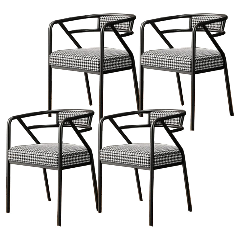 Modern Metal Arm Chair Open Back Dining Side Chair with Upholstered 21.6"x22.8"x29.5"