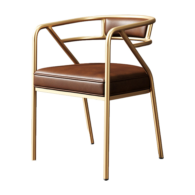 Glam Metal Arm Chair Open Back Dining Side Chair with Upholstered 21.6"x22.8"x29.5"