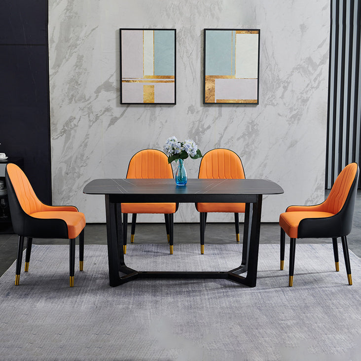 Glam Style Wood Chair Faux Leather Parsons Side Chair for Dining Room 20.8"x21.6"x35.4"
