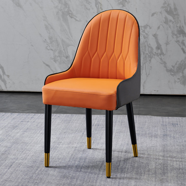 Glam Style Wood Chair Faux Leather Parsons Side Chair for Dining Room 20.8"x21.6"x35.4"