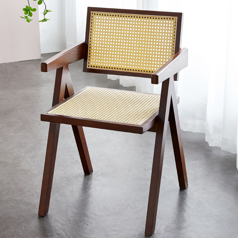 Modern Home Dining Arm Chair Rubberwood Open Back Dining Side Chair