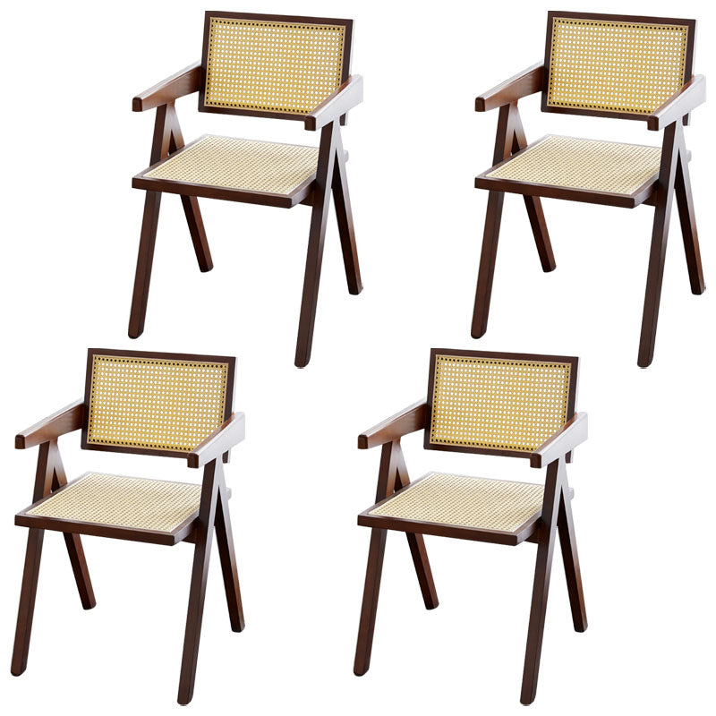 Modern Home Dining Arm Chair Rubberwood Open Back Dining Side Chair