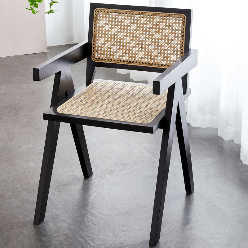 Modern Home Dining Arm Chair Rubberwood Open Back Dining Side Chair