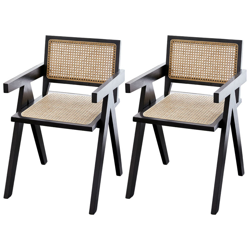 Modern Home Dining Arm Chair Rubberwood Open Back Dining Side Chair