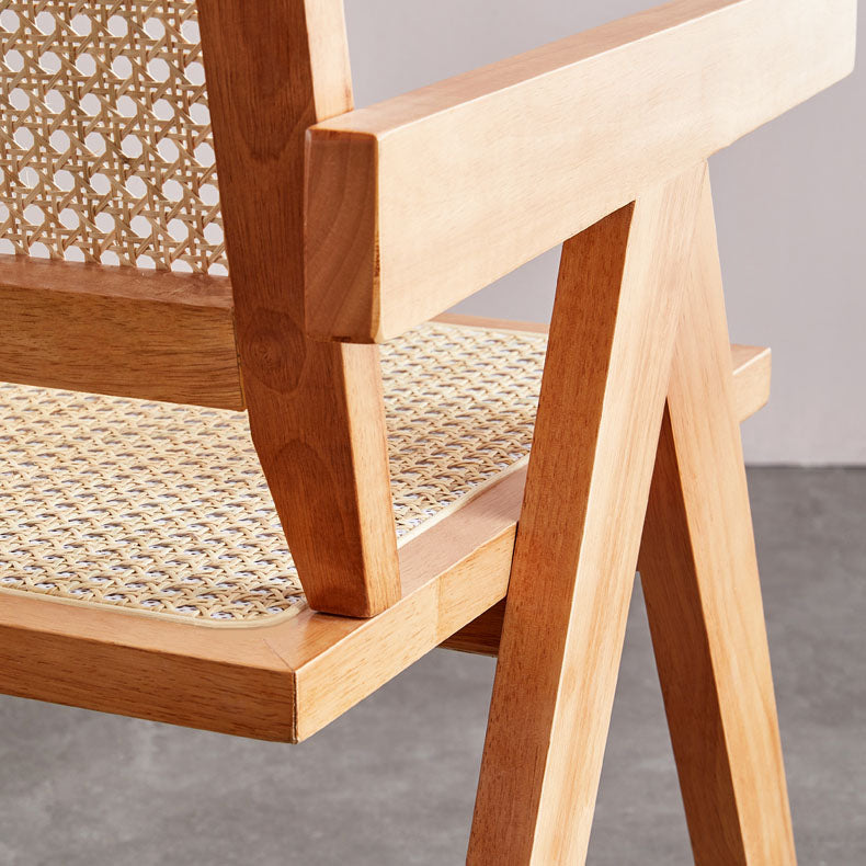 Modern Home Dining Arm Chair Rubberwood Open Back Dining Side Chair
