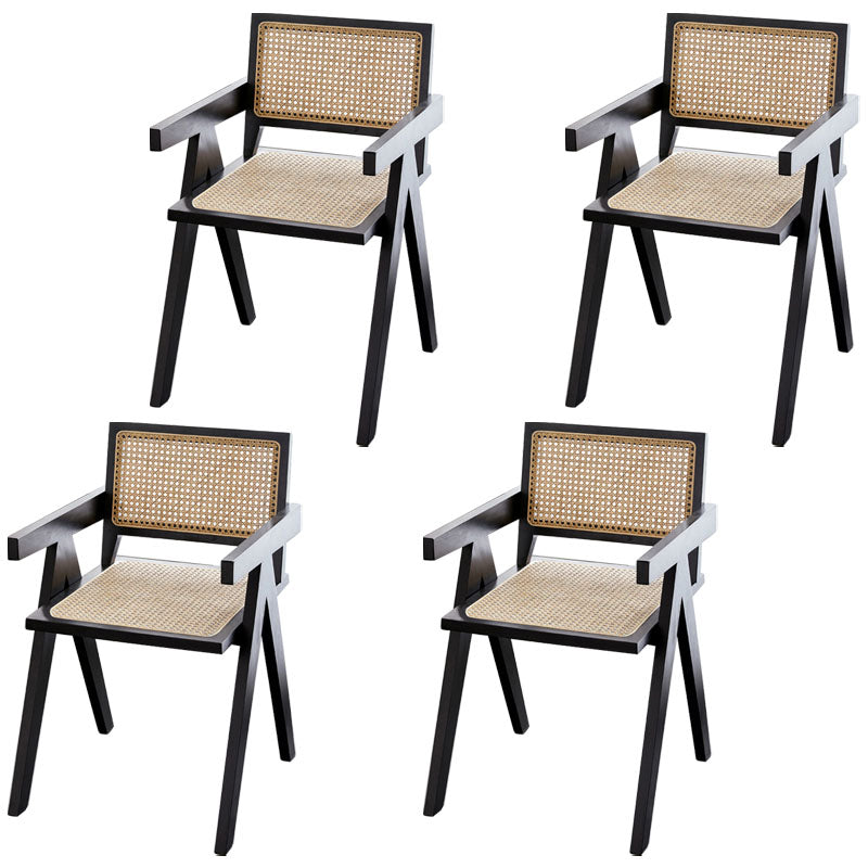 Modern Home Dining Arm Chair Rubberwood Open Back Dining Side Chair