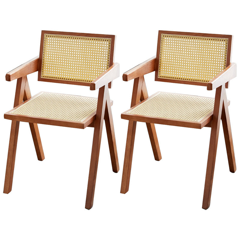 Modern Home Dining Arm Chair Rubberwood Open Back Dining Side Chair