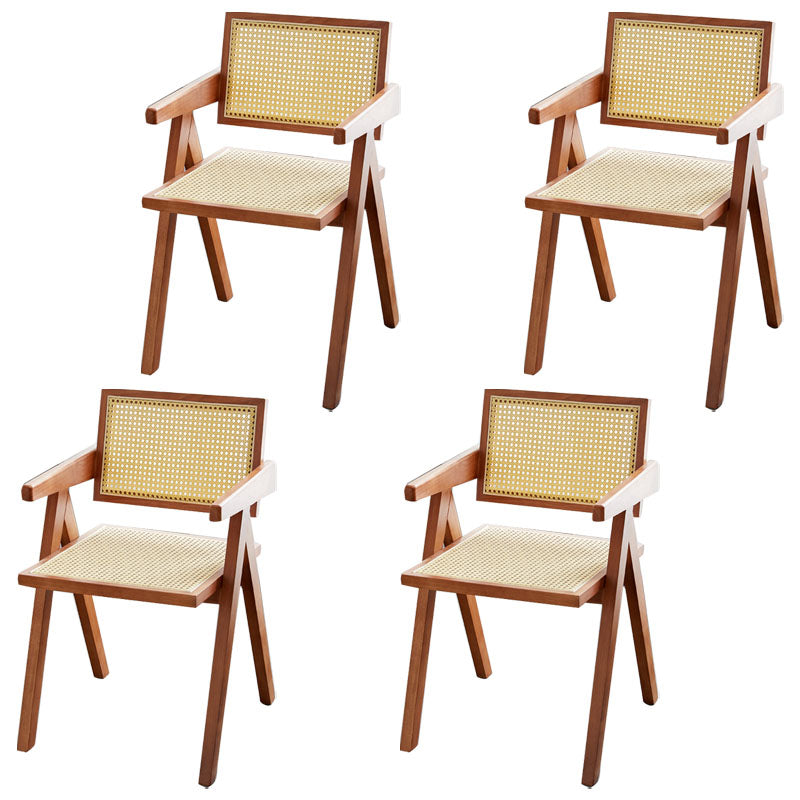 Modern Home Dining Arm Chair Rubberwood Open Back Dining Side Chair