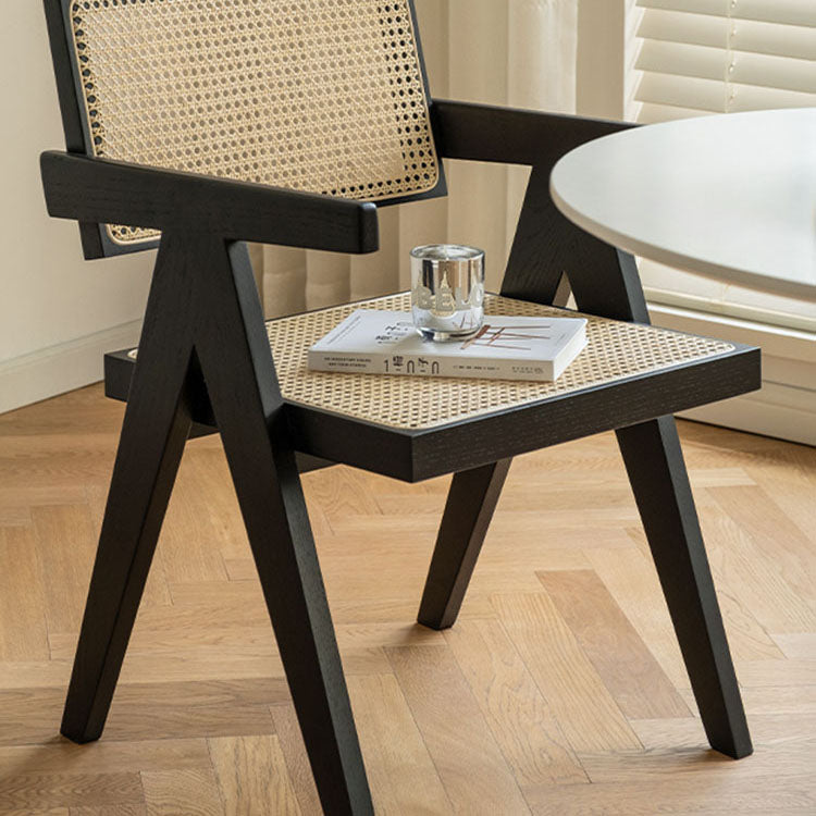 Modern Home Dining Arm Chair Rubberwood Open Back Dining Side Chair