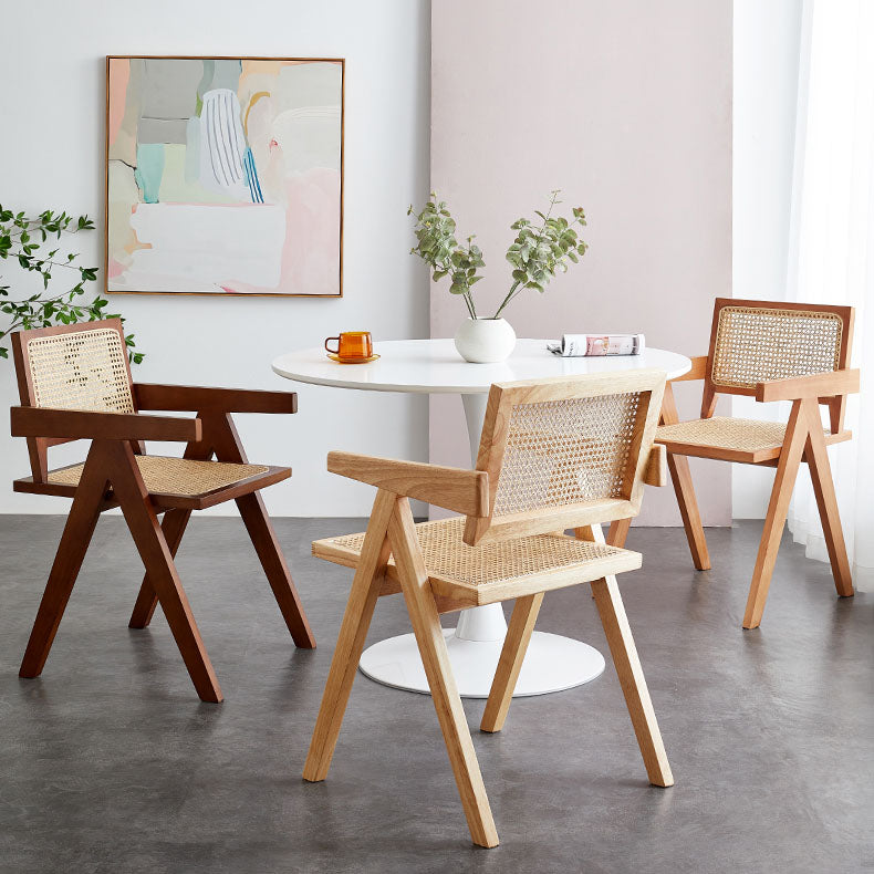 Modern Home Dining Arm Chair Rubberwood Open Back Dining Side Chair