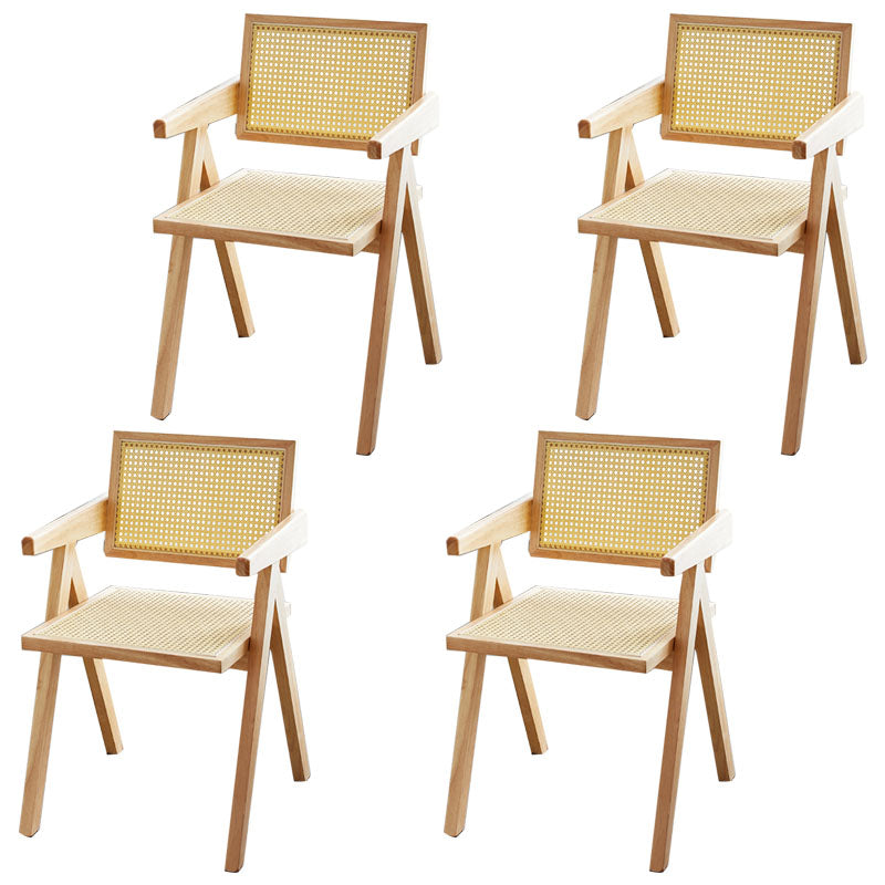 Modern Home Dining Arm Chair Rubberwood Open Back Dining Side Chair