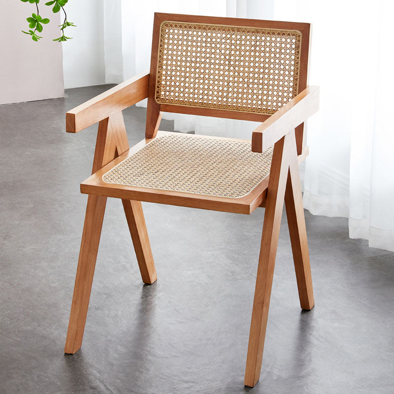 Modern Home Dining Arm Chair Rubberwood Open Back Dining Side Chair