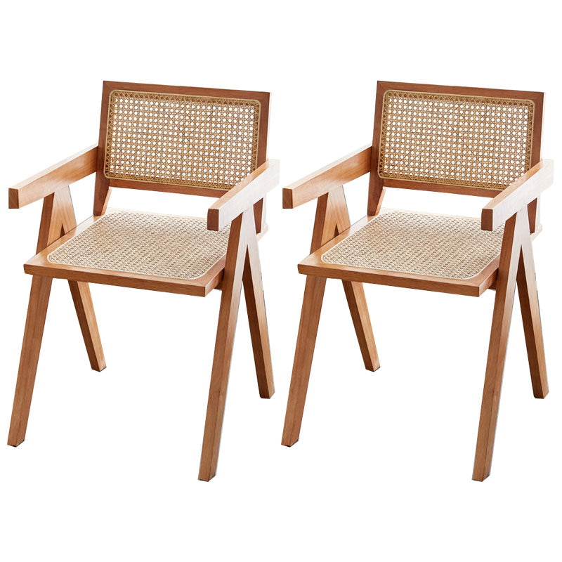Modern Home Dining Arm Chair Rubberwood Open Back Dining Side Chair