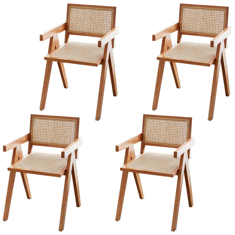 Modern Home Dining Arm Chair Rubberwood Open Back Dining Side Chair