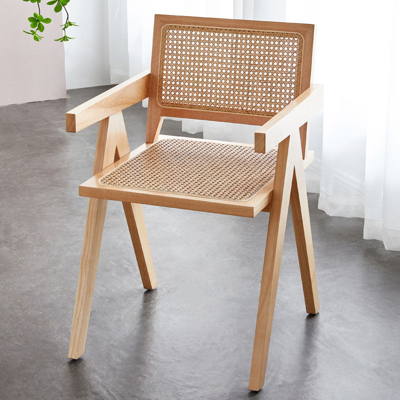 Modern Home Dining Arm Chair Rubberwood Open Back Dining Side Chair