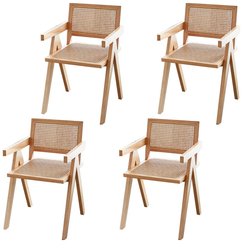 Modern Home Dining Arm Chair Rubberwood Open Back Dining Side Chair