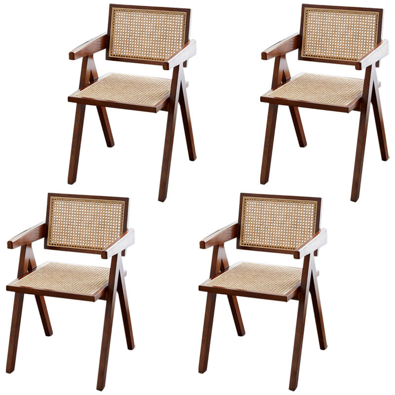 Modern Home Dining Arm Chair Rubberwood Open Back Dining Side Chair